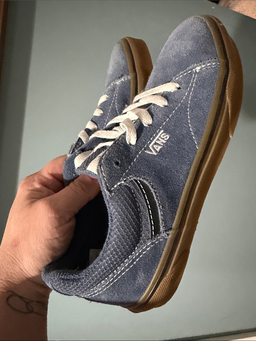 Vans Blue Suede Skate Shoes with Gum Sole